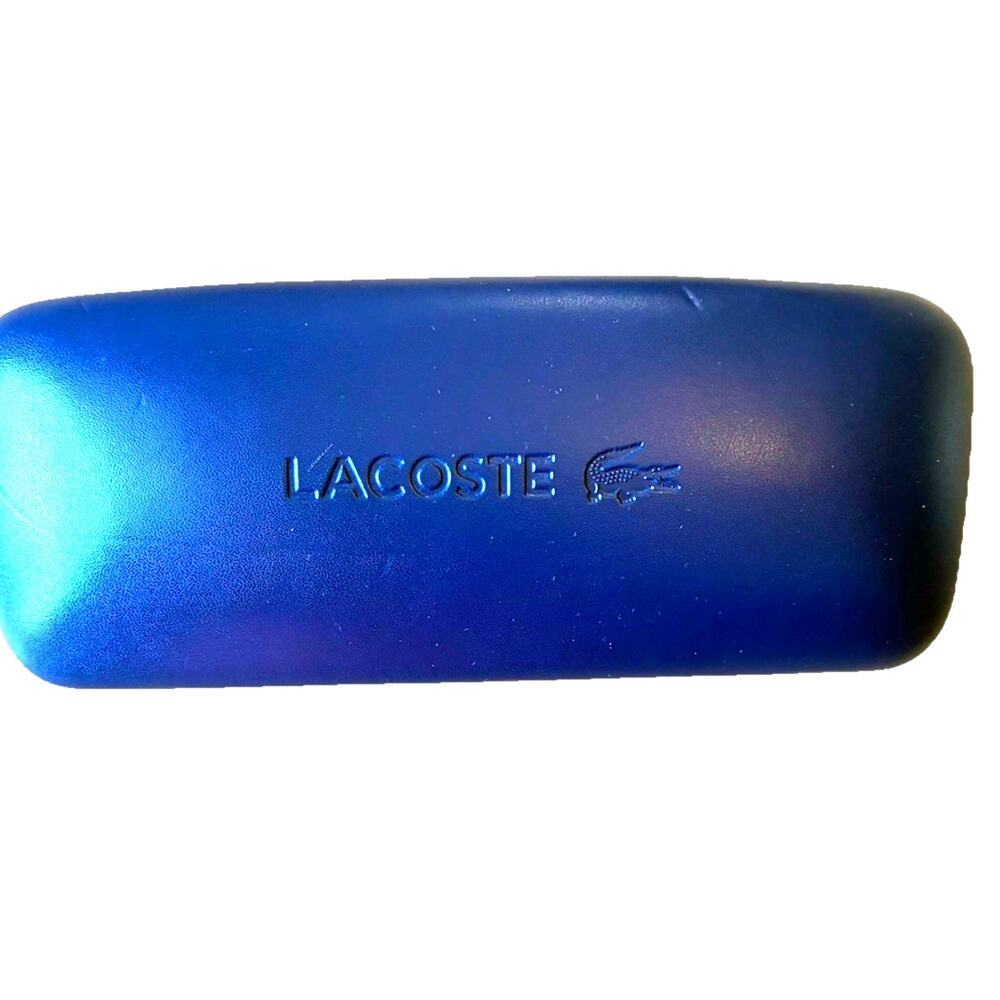 Lacoste Eyeglasses Blue Case Hard Shell Clam Faux Leather Alligator Croc Logo